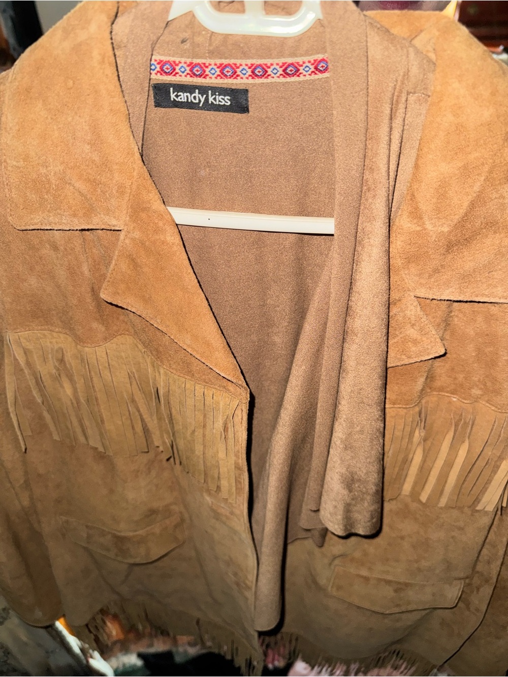 Kandy Kiss Women’s Tan Suede Fringe Leather Jacket - Picture 4 of 4